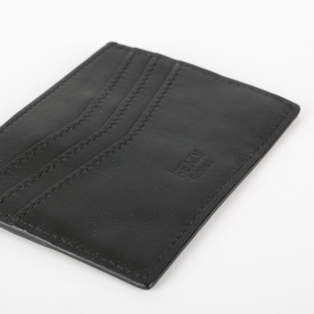 Slim Card Holder, Black Calfskin/Croc Embossed #1