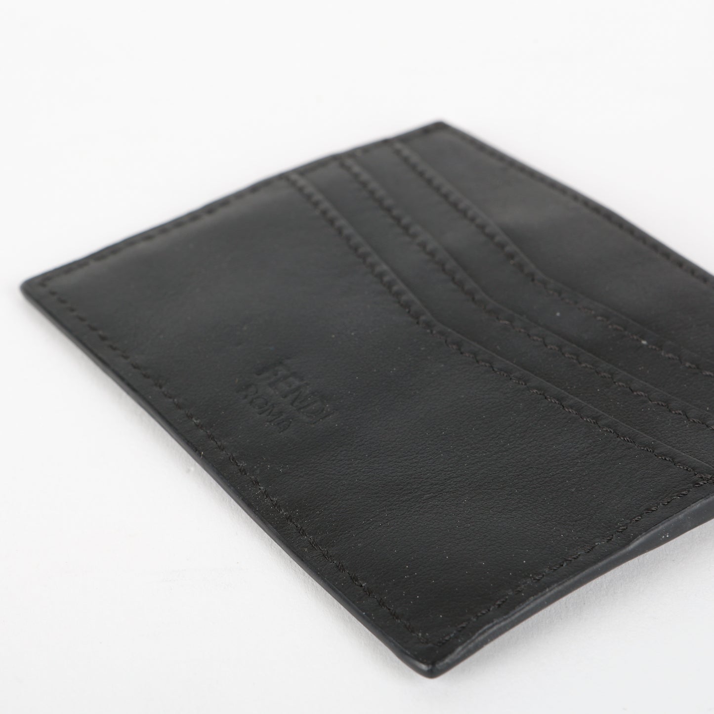 Slim Card Holder, Black Calfskin/Croc Embossed #1