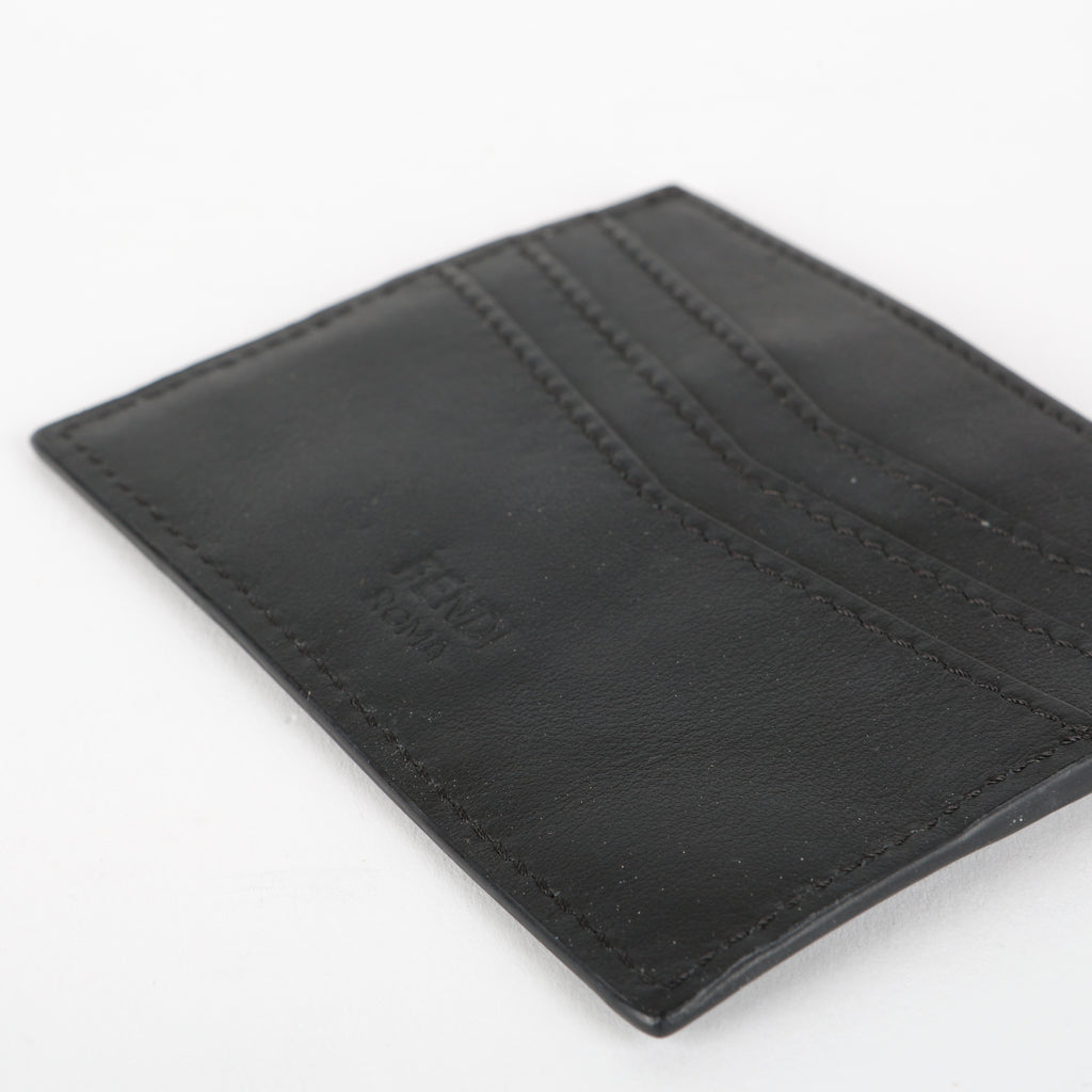 Slim Card Holder, Black Calfskin/Croc Embossed #1