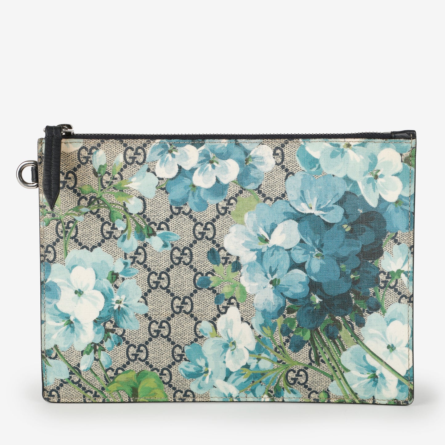 GG Blooms Zipped Pouch, Blue/Black (Missing Strap)