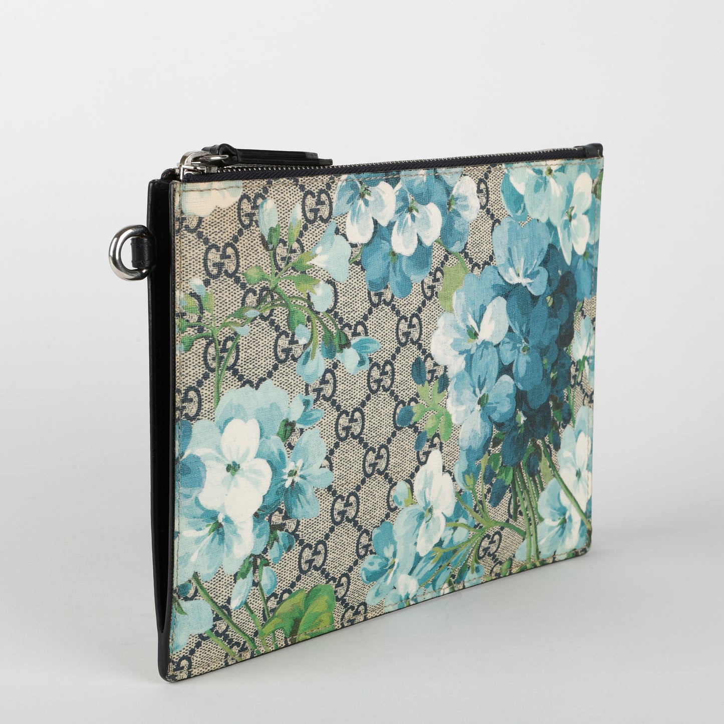 GG Blooms Zipped Pouch, Blue/Black (Missing Strap)