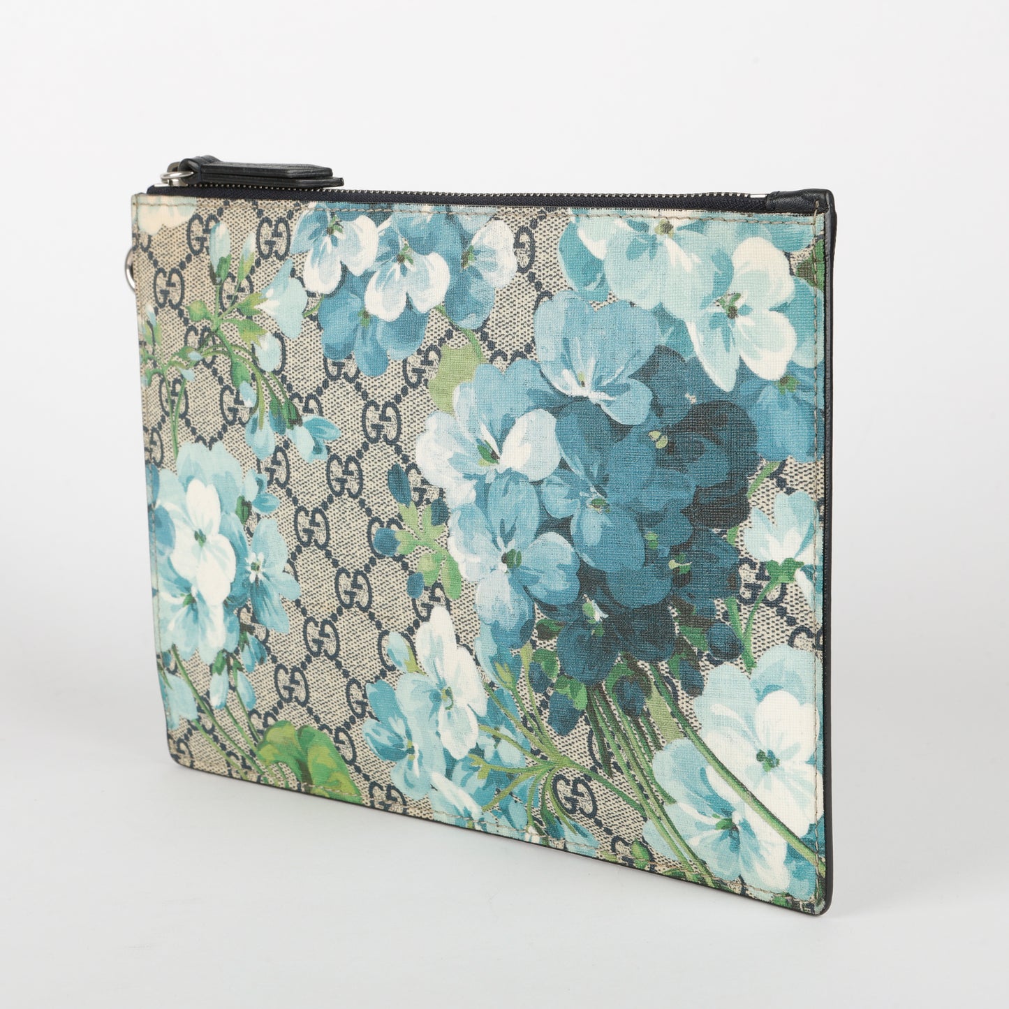 GG Blooms Zipped Pouch, Blue/Black (Missing Strap)