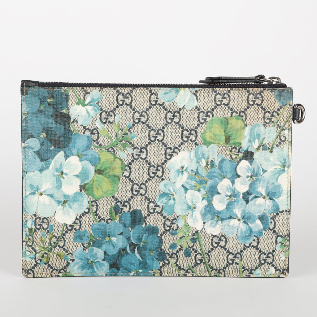 GG Blooms Zipped Pouch, Blue/Black (Missing Strap)