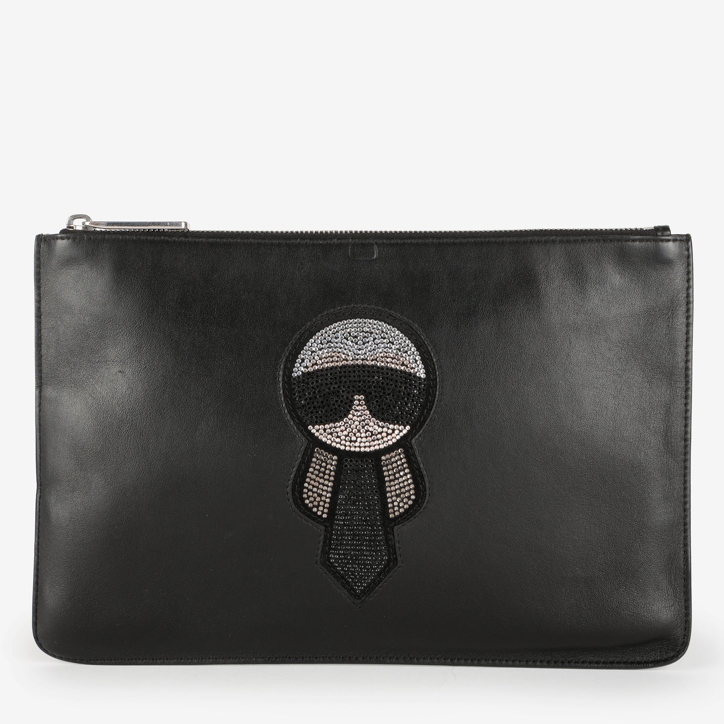 Crystal Karlito Zip Pouch, Black