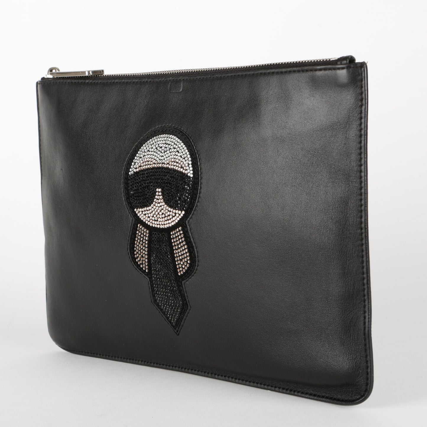 Crystal Karlito Zip Pouch, Black