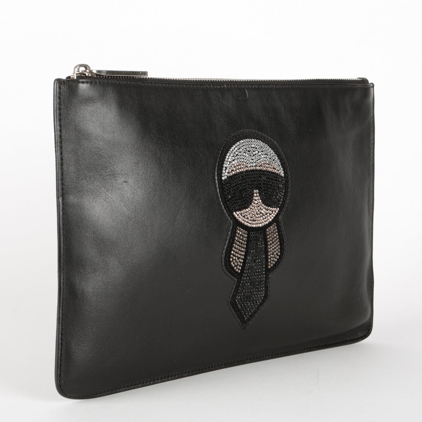 Crystal Karlito Zip Pouch, Black