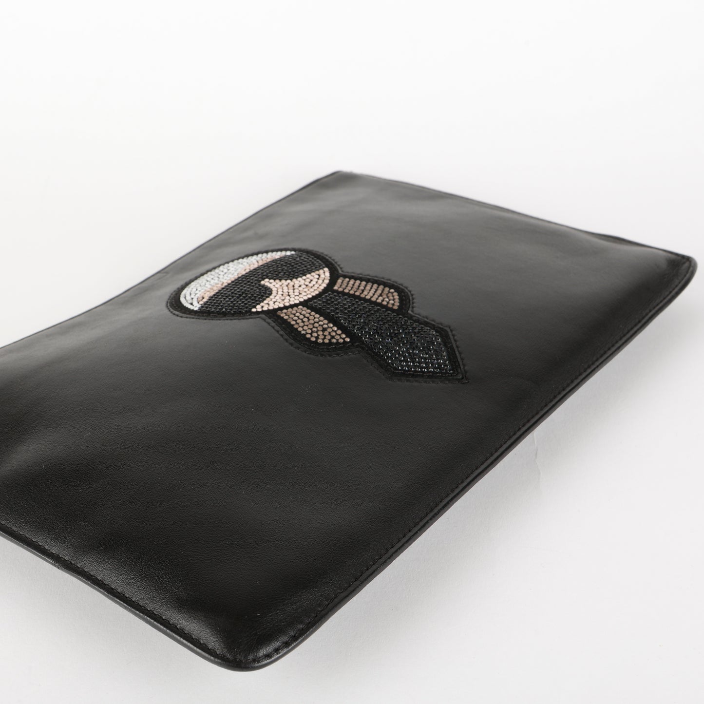 Crystal Karlito Zip Pouch, Black