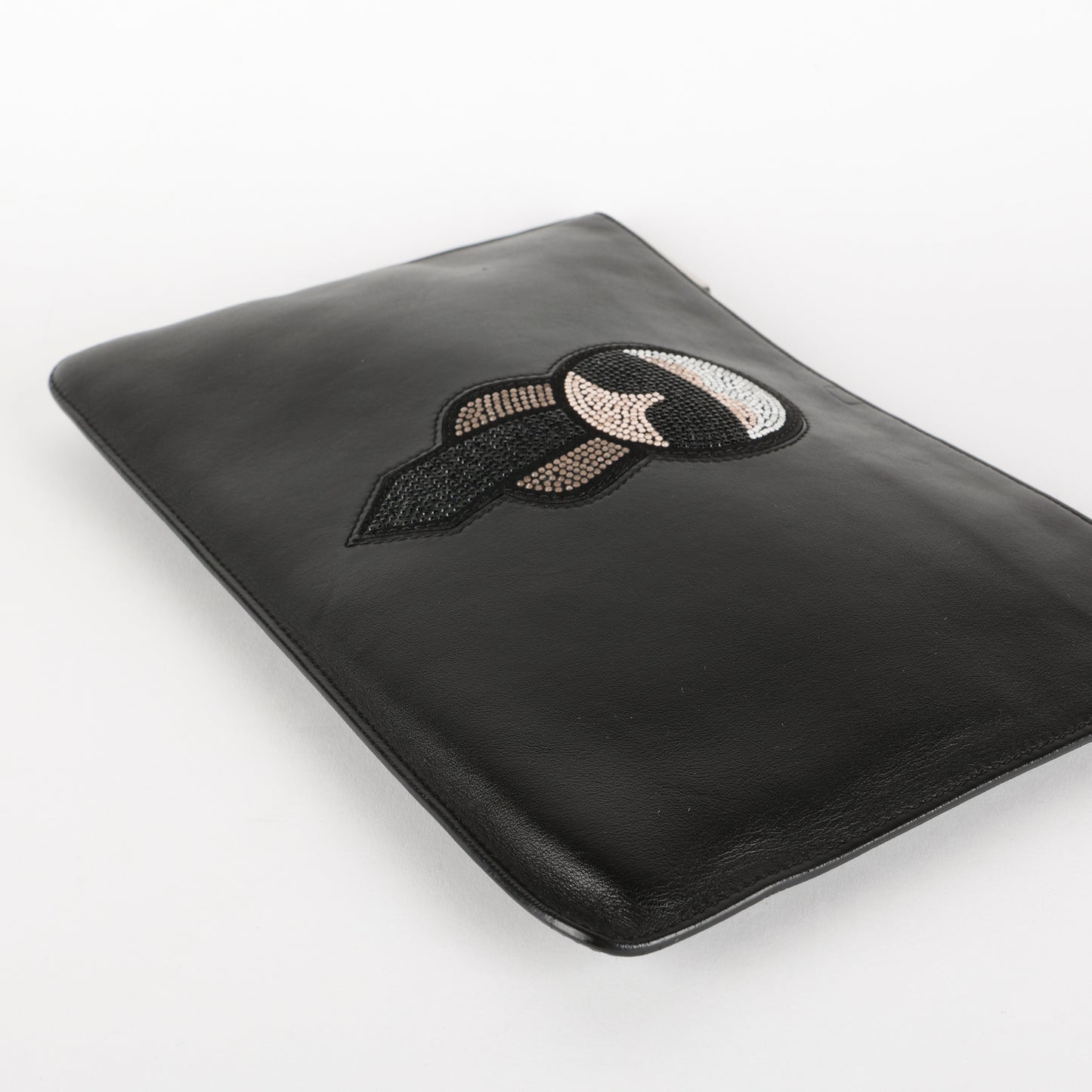 Crystal Karlito Zip Pouch, Black