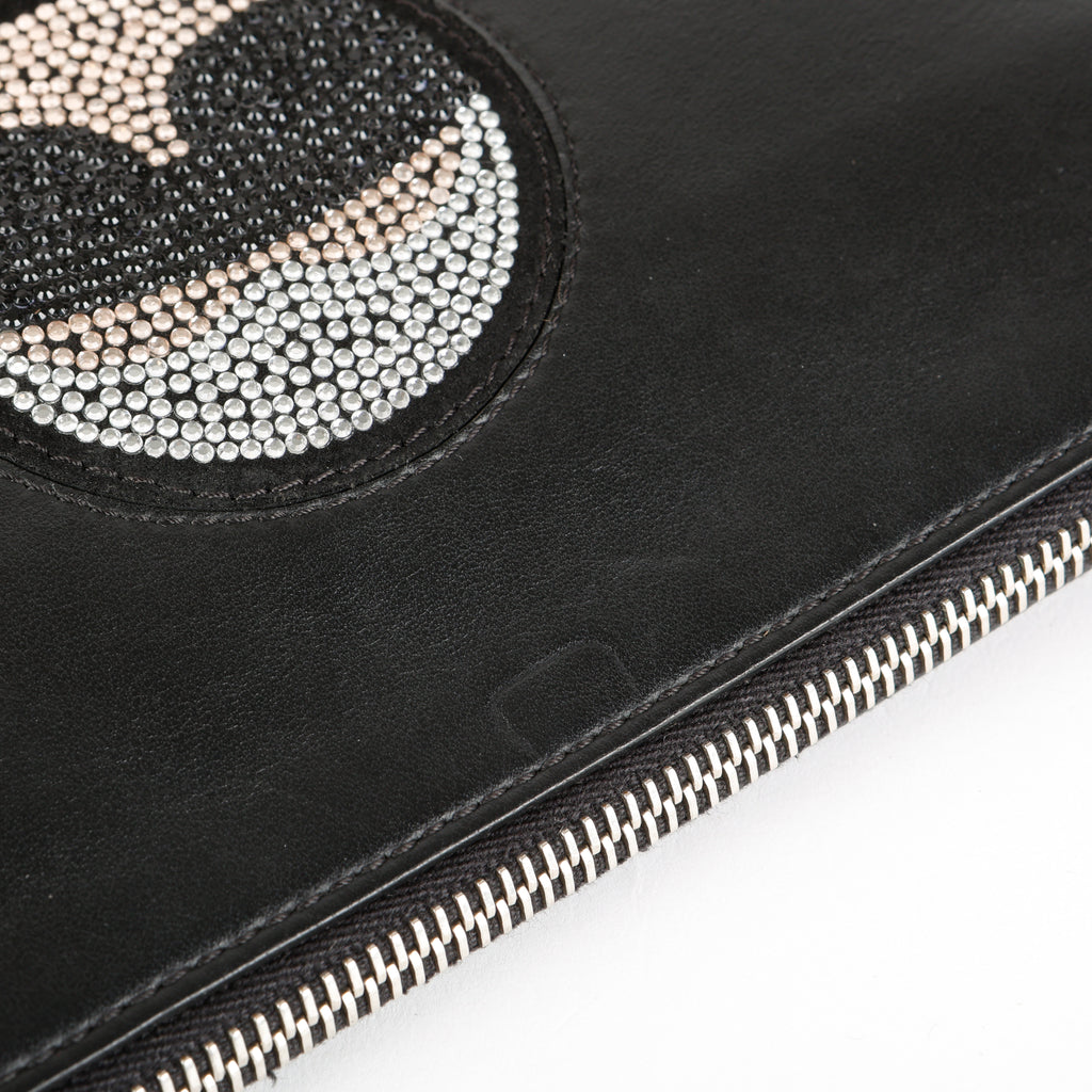 Crystal Karlito Zip Pouch, Black