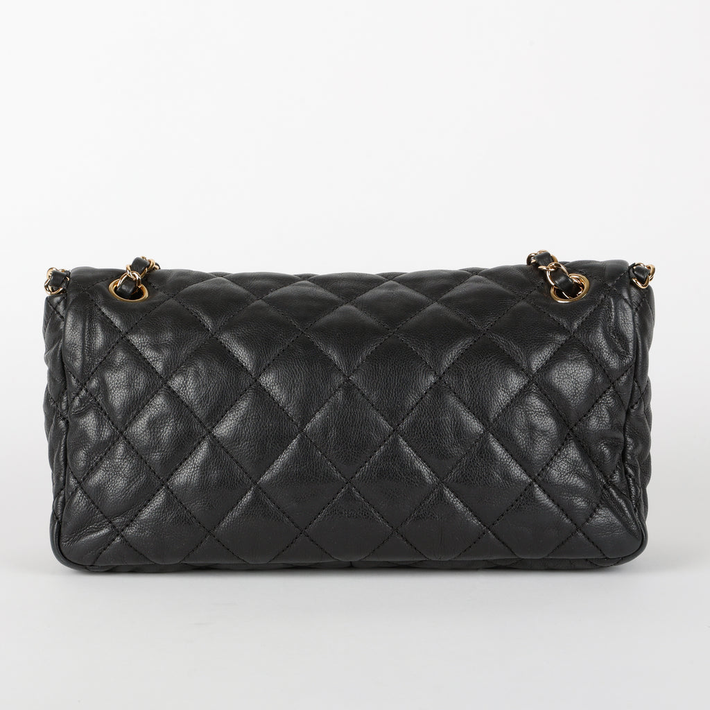 Medium Chain Me Flap Bag, Black Lamsbkin