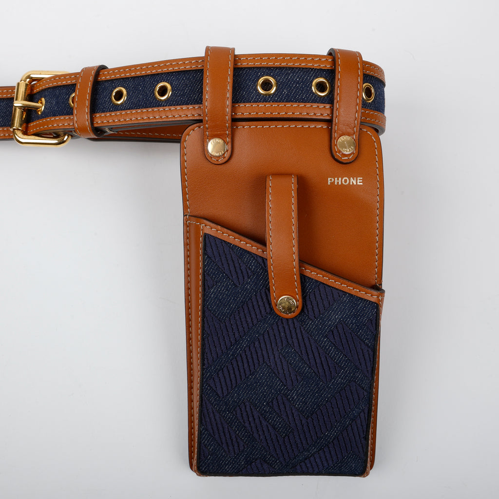 Multi Accessory Belt, Denim/Brown Calfskin