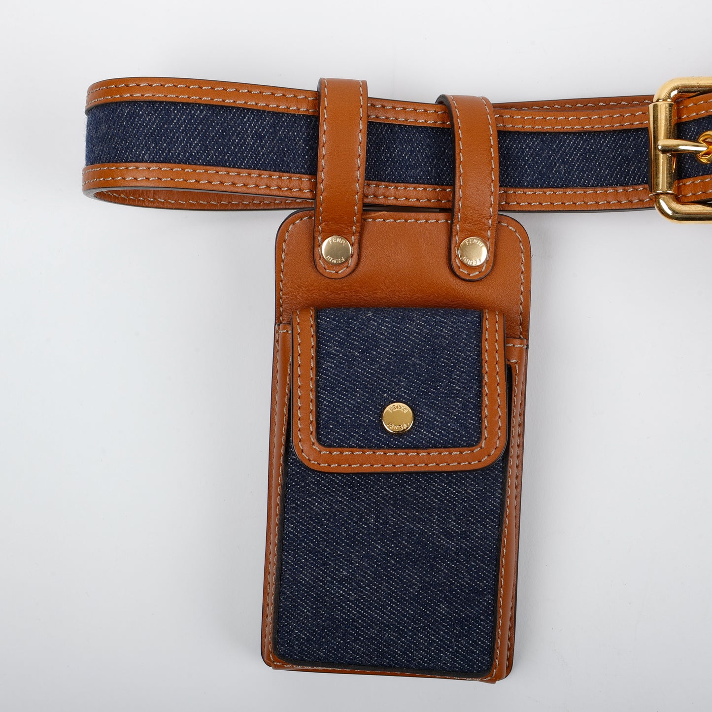 Multi Accessory Belt, Denim/Brown Calfskin