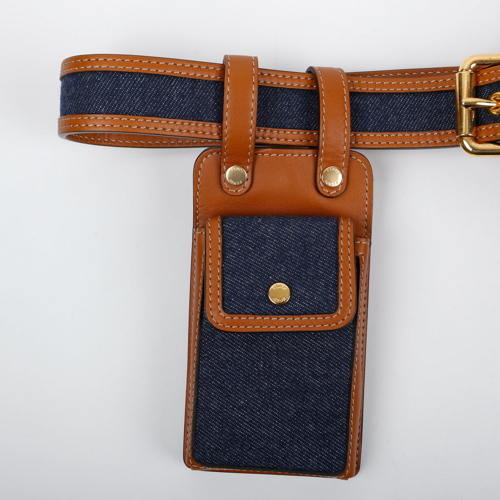 Multi Accessory Belt, Denim/Brown Calfskin