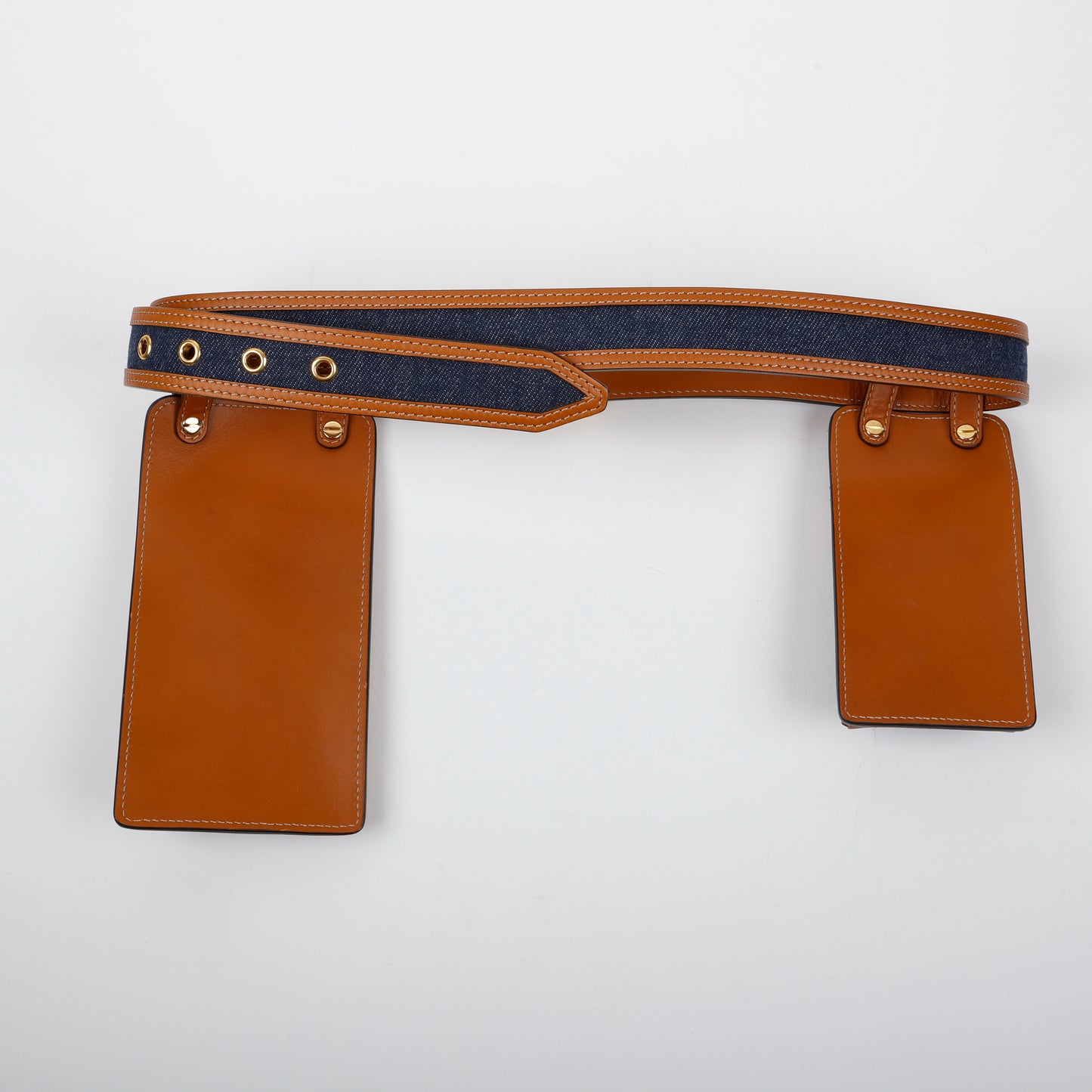 Multi Accessory Belt, Denim/Brown Calfskin