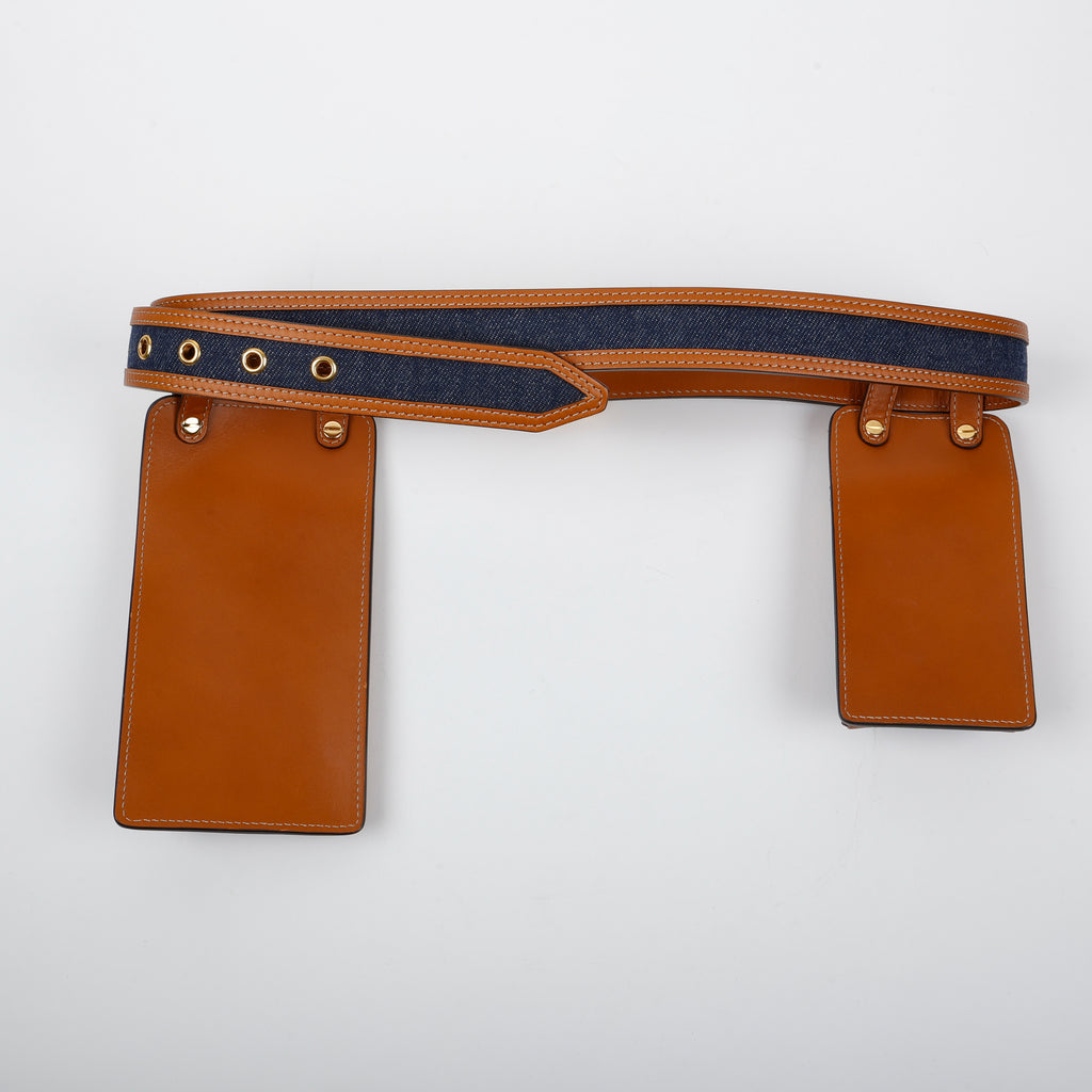 Multi Accessory Belt, Denim/Brown Calfskin