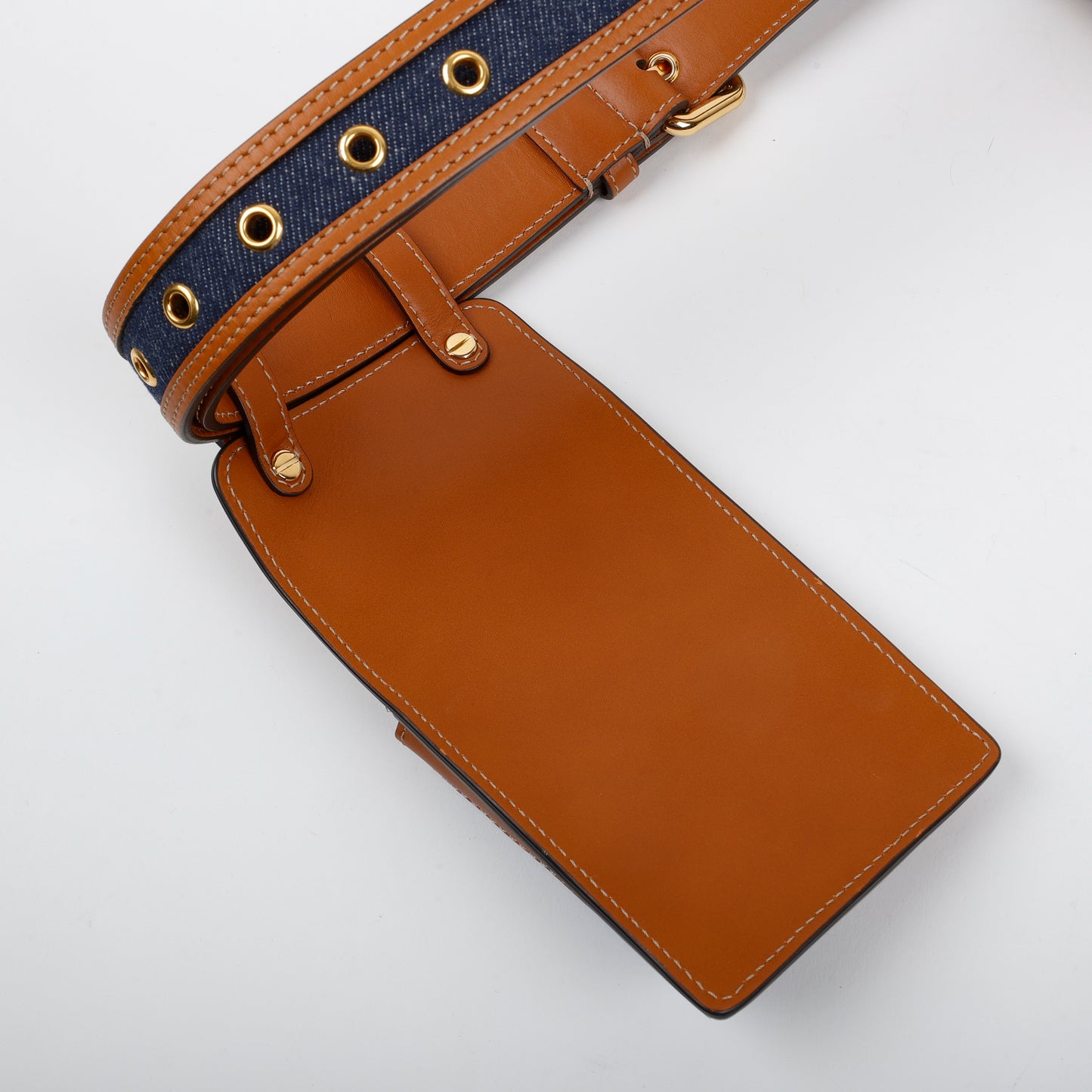 Multi Accessory Belt, Denim/Brown Calfskin