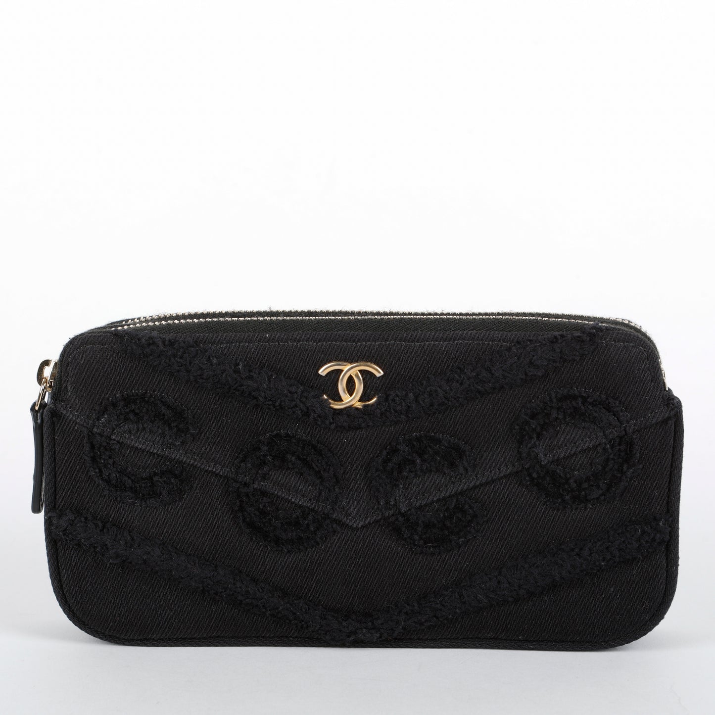 Double Zip Wallet On Chain, Black Denim