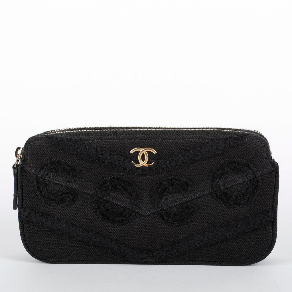 Double Zip Wallet On Chain, Black Denim