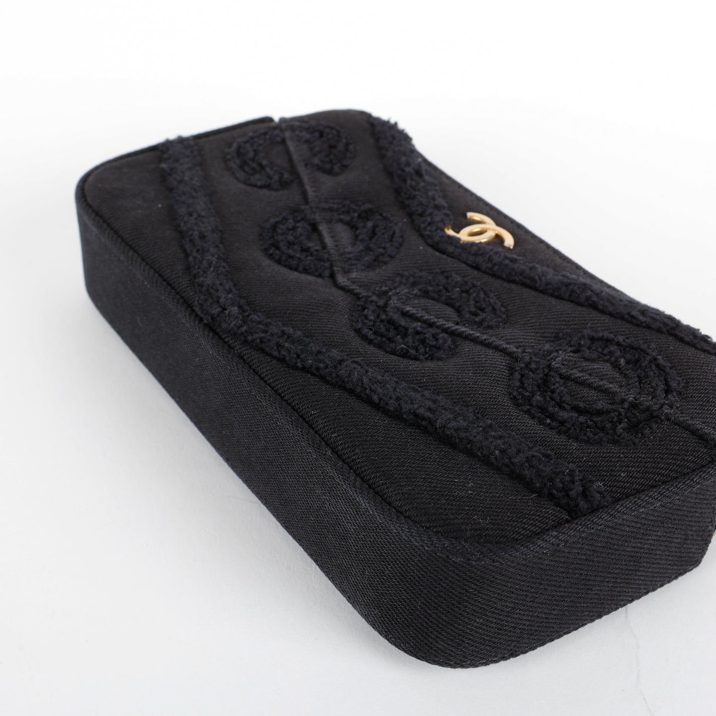 Double Zip Wallet On Chain, Black Denim