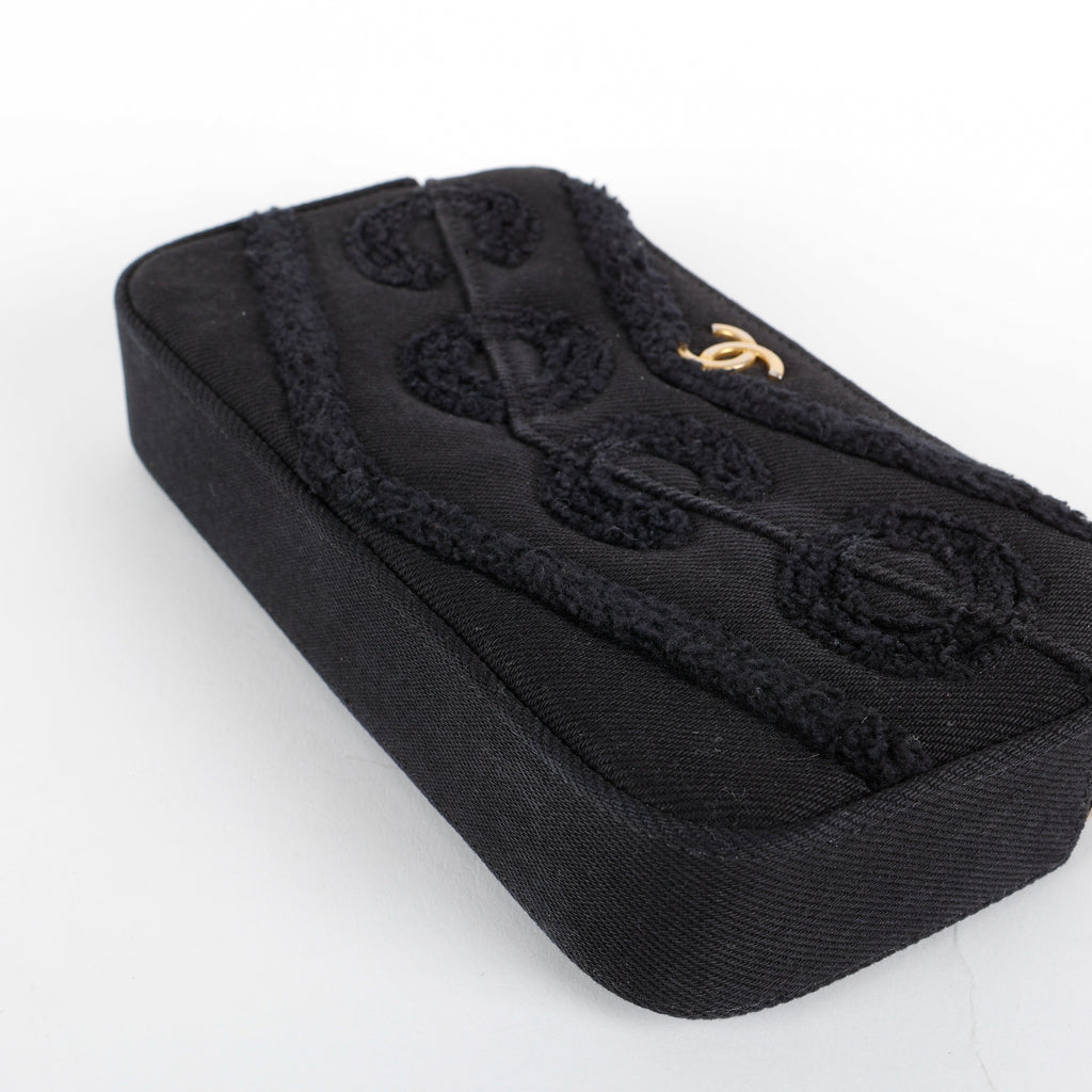 Double Zip Wallet On Chain, Black Denim