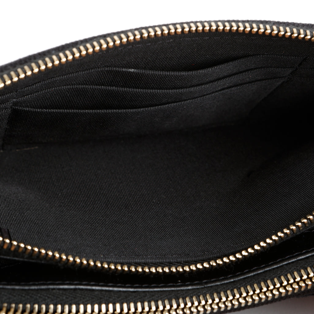 Double Zip Wallet On Chain, Black Denim