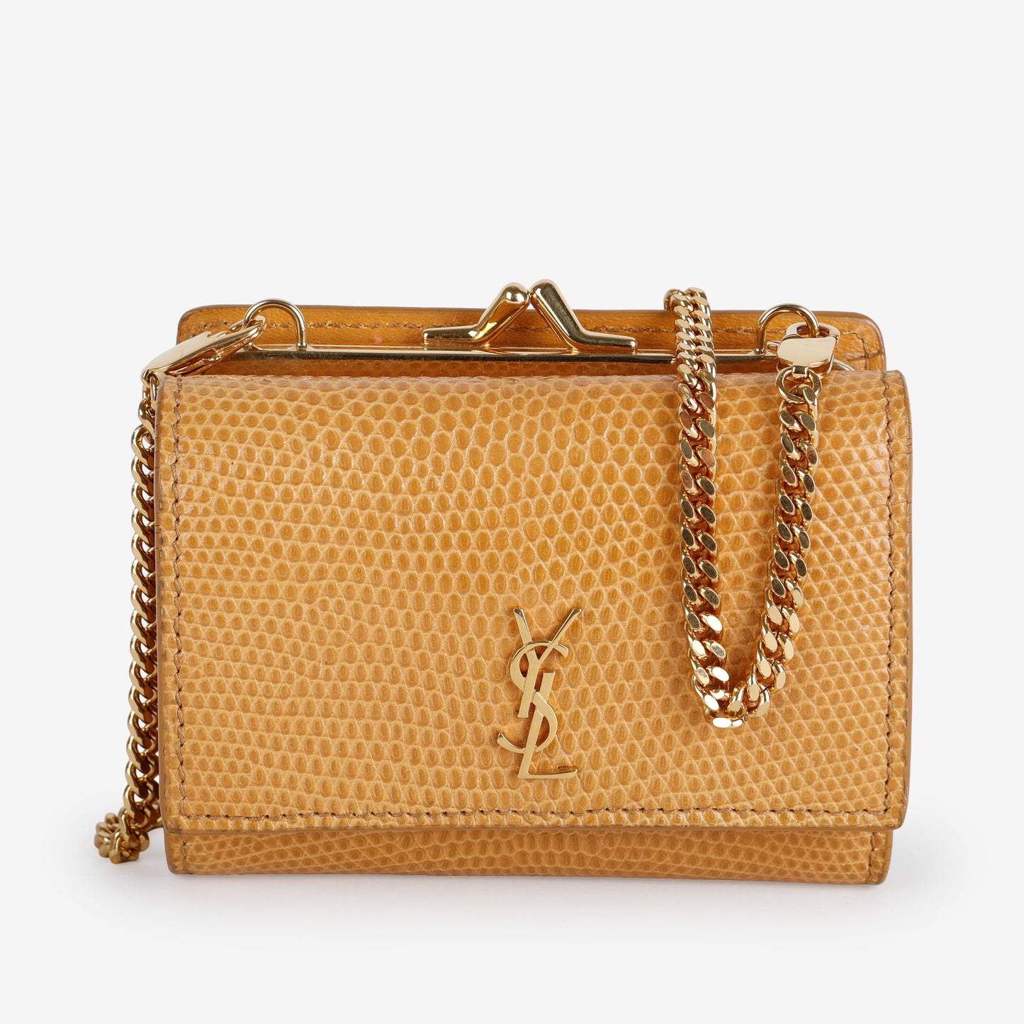 Micro Rider Chain Crossbody, Beige Lizard GHW