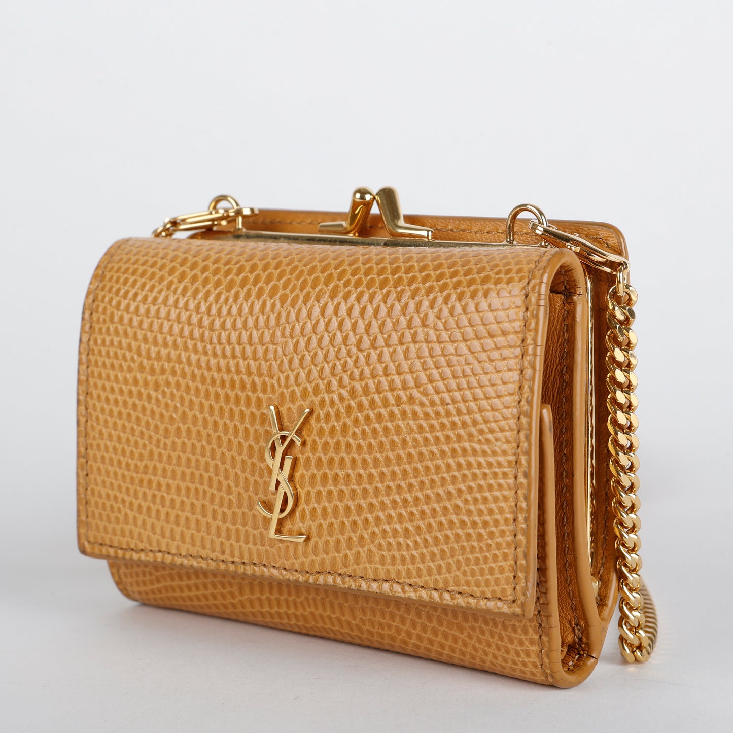 Micro Rider Chain Crossbody, Beige Lizard GHW