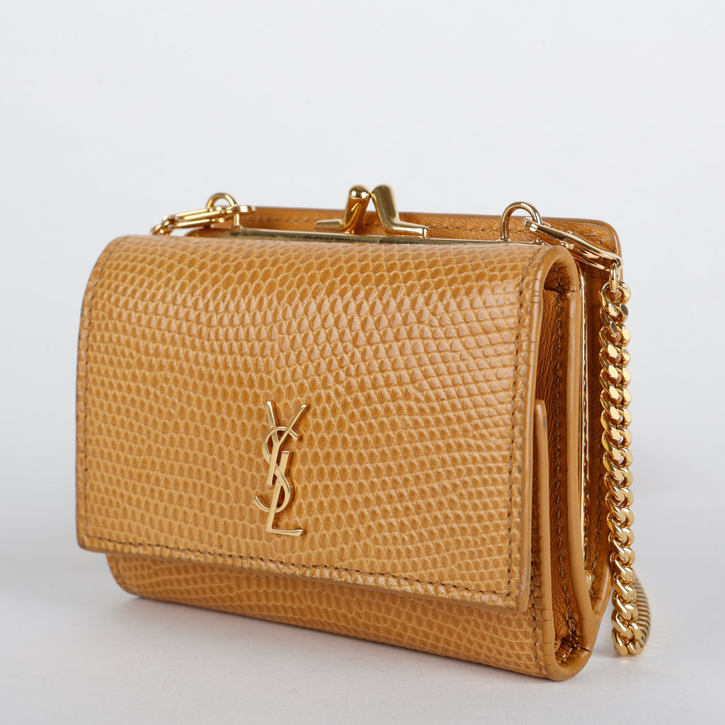 Micro Rider Chain Crossbody, Beige Lizard GHW