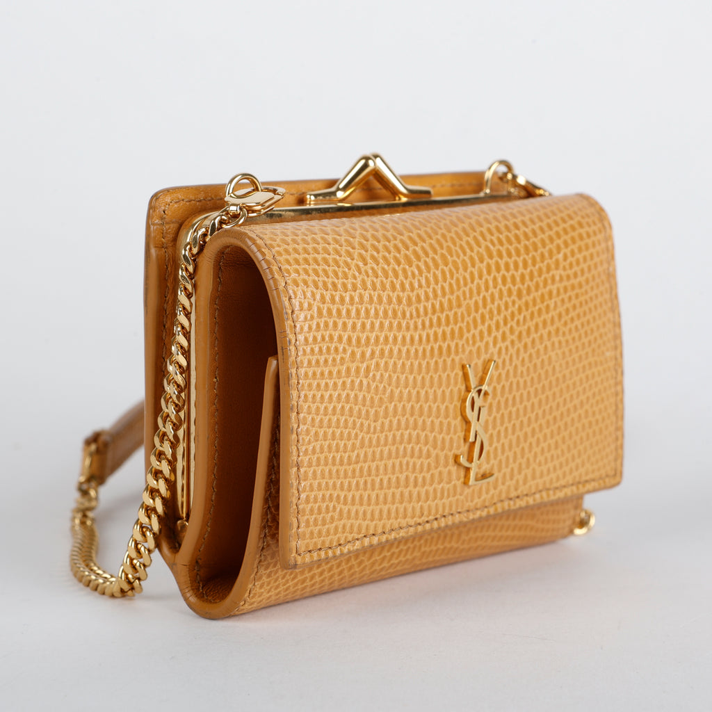 Micro Rider Chain Crossbody, Beige Lizard GHW