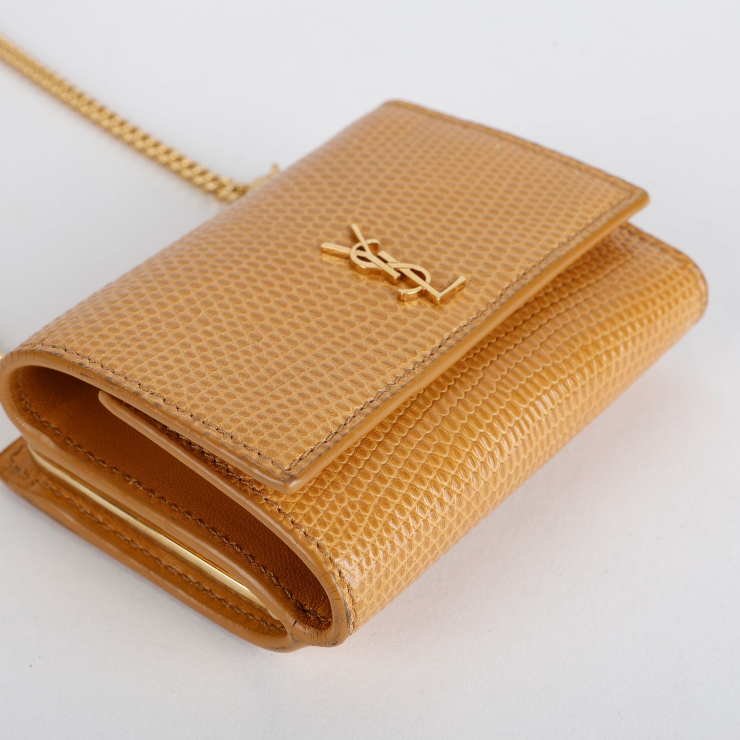 Micro Rider Chain Crossbody, Beige Lizard GHW