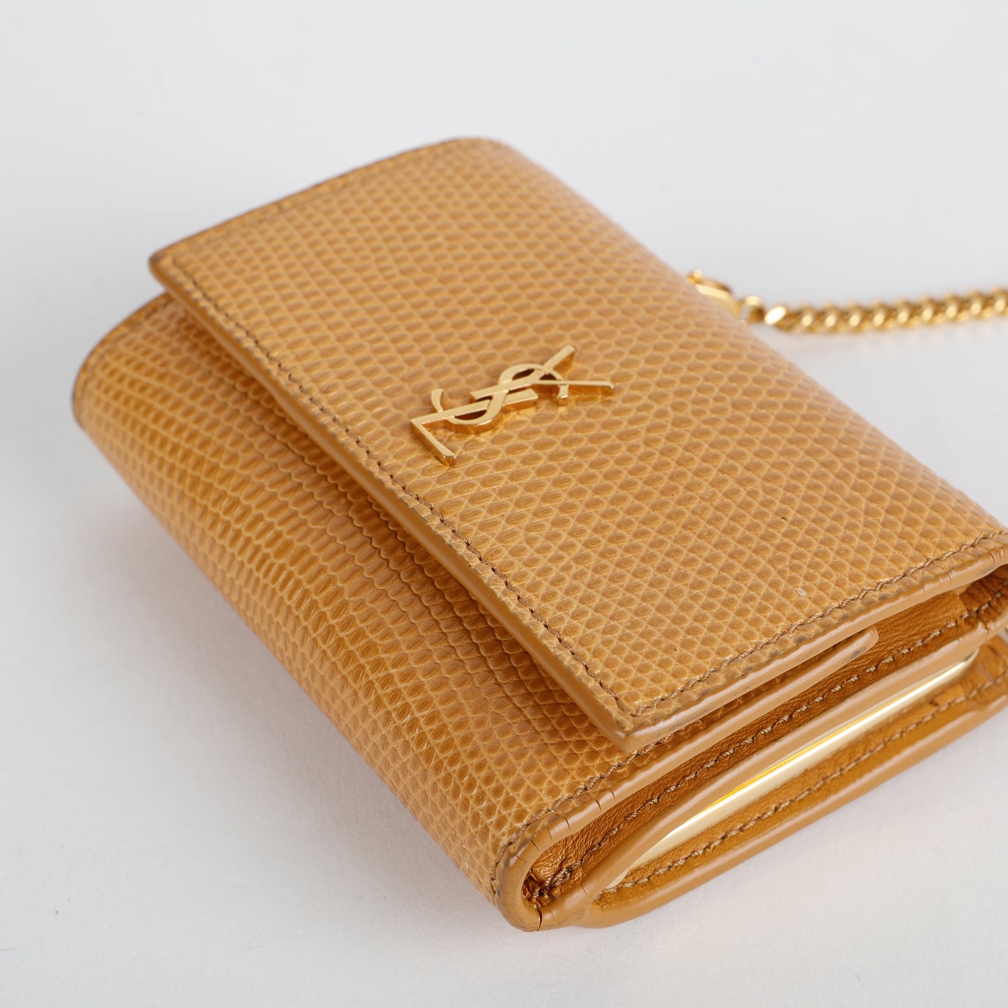 Micro Rider Chain Crossbody, Beige Lizard GHW