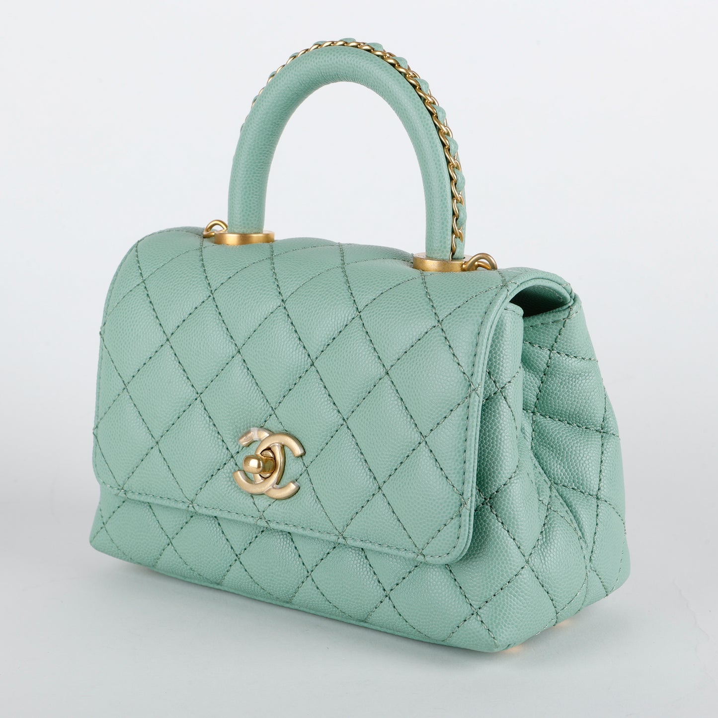 Super Mini Caviar Coco Handle, Mint Green