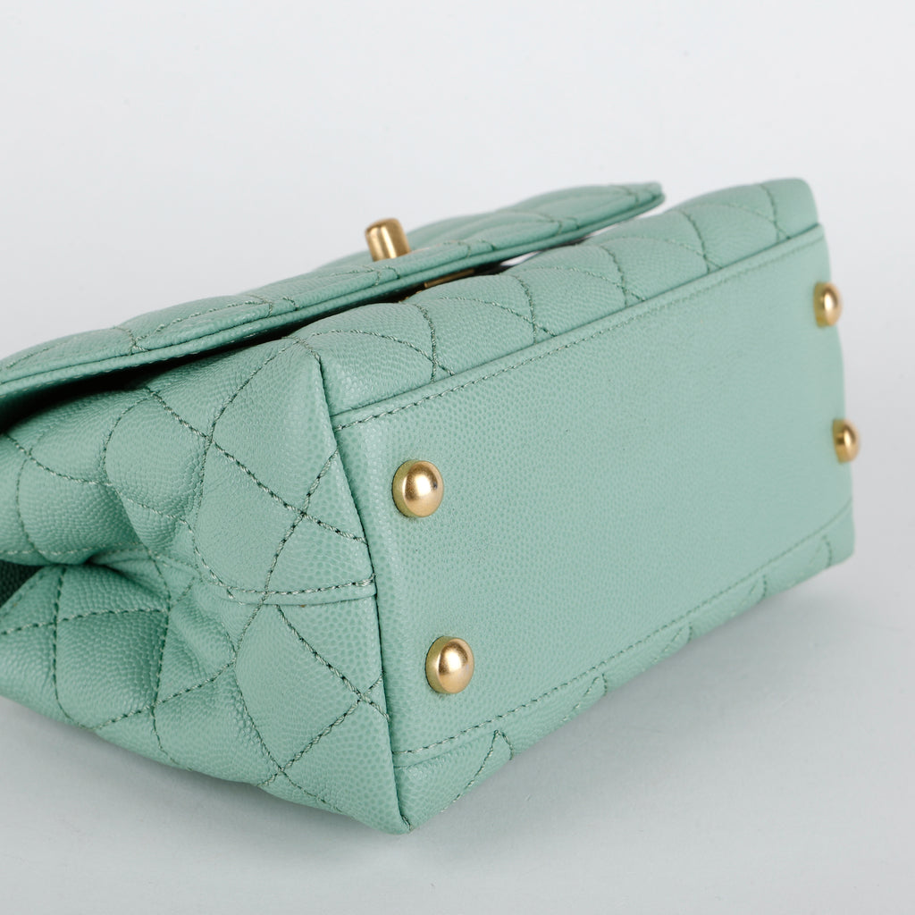 Super Mini Caviar Coco Handle, Mint Green