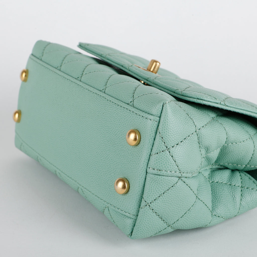 Super Mini Caviar Coco Handle, Mint Green