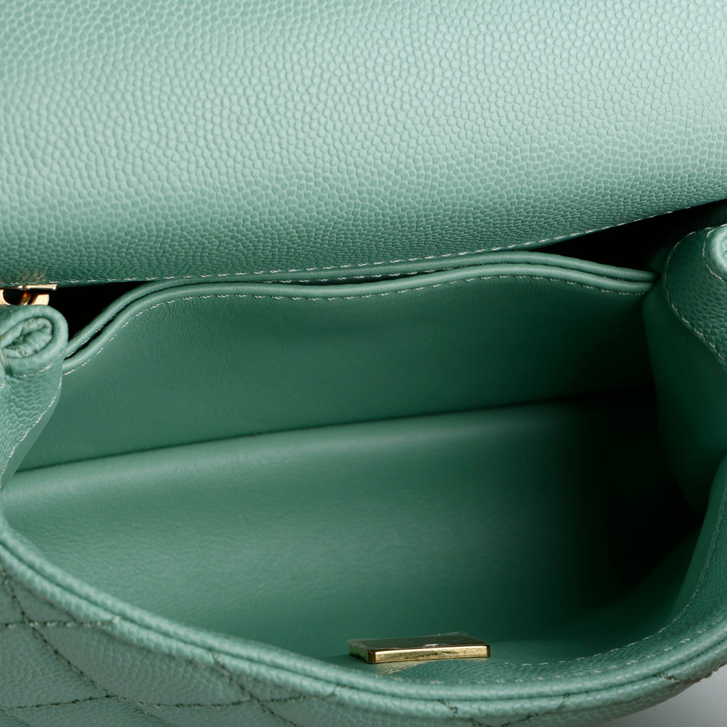 Super Mini Caviar Coco Handle, Mint Green