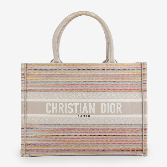 Medium Book Tote, Sparkle Multicolor Stripes