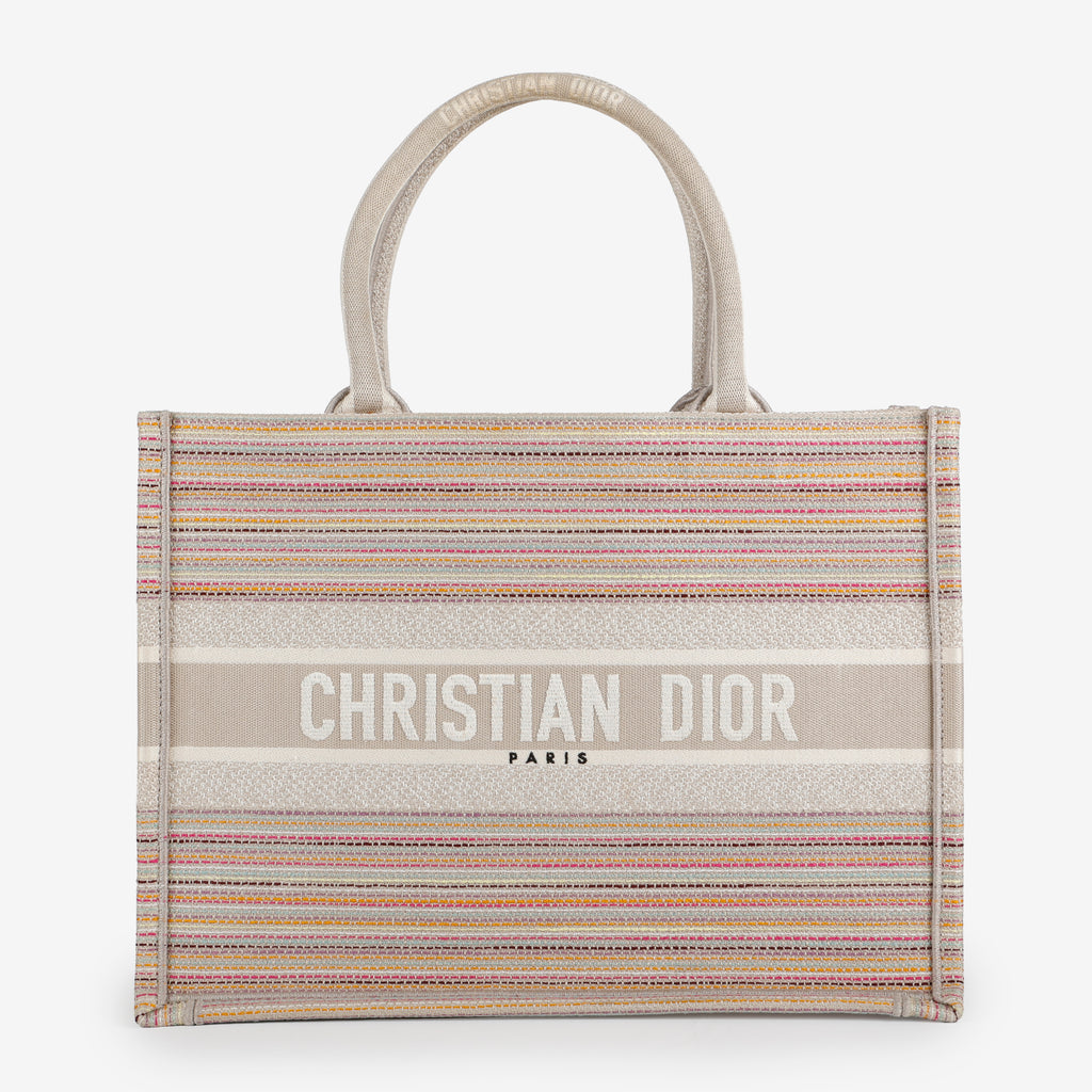 Medium Book Tote, Sparkle Multicolor Stripes