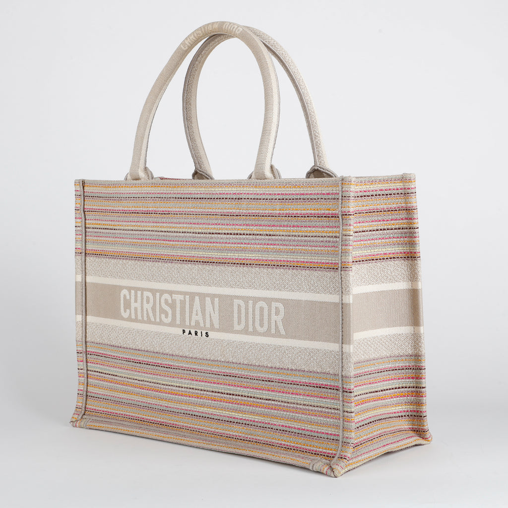 Medium Book Tote, Sparkle Multicolor Stripes