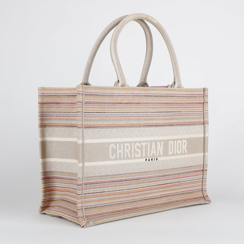 Medium Book Tote, Sparkle Multicolor Stripes
