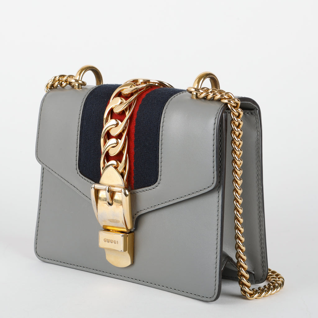 Mini Sylvie Chain Bag, Grey (Missing Fabric Strap)