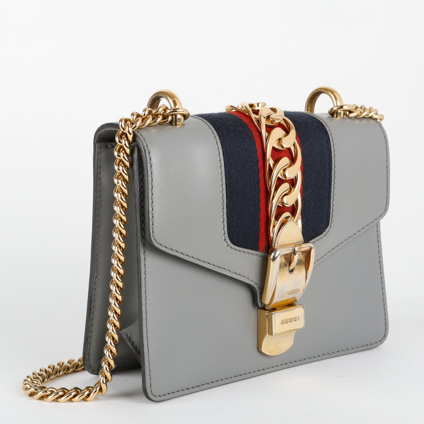 Mini Sylvie Chain Bag, Grey (Missing Fabric Strap)