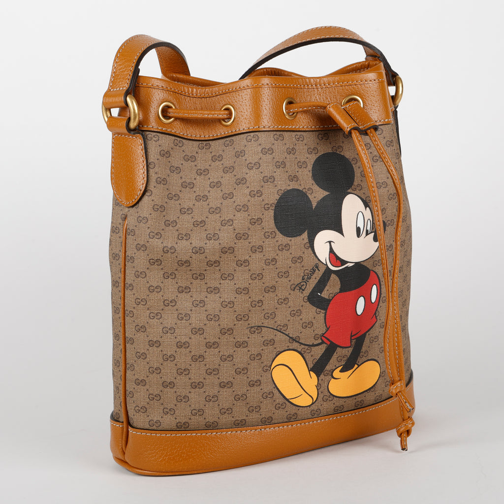 Mini Disney Bucket Bag, Coated Canvas/Brown