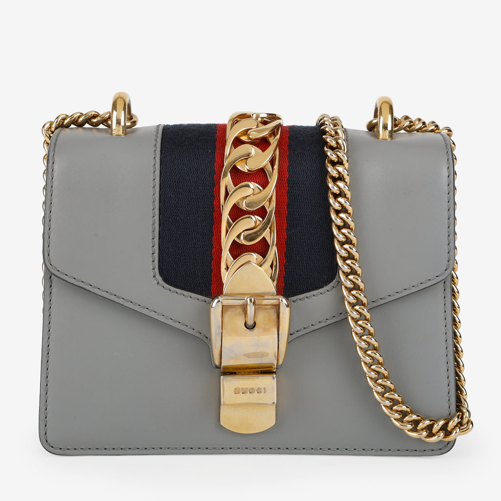Mini Sylvie Chain Bag, Grey (Missing Fabric Strap)