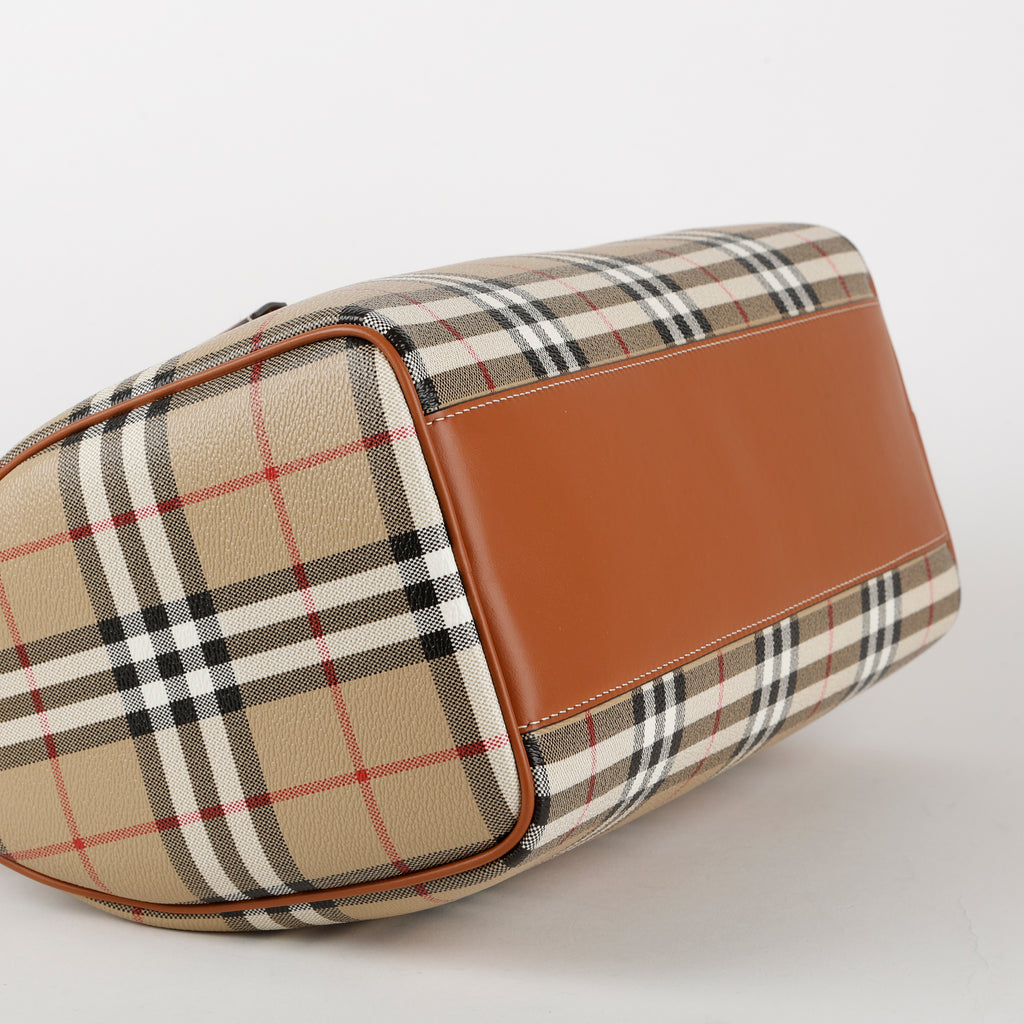 Medium Check Bowling Bag, Coated Canvas/Brown