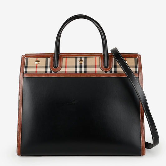 Medium Ballingdon Tote, Checked Canvas/Leather