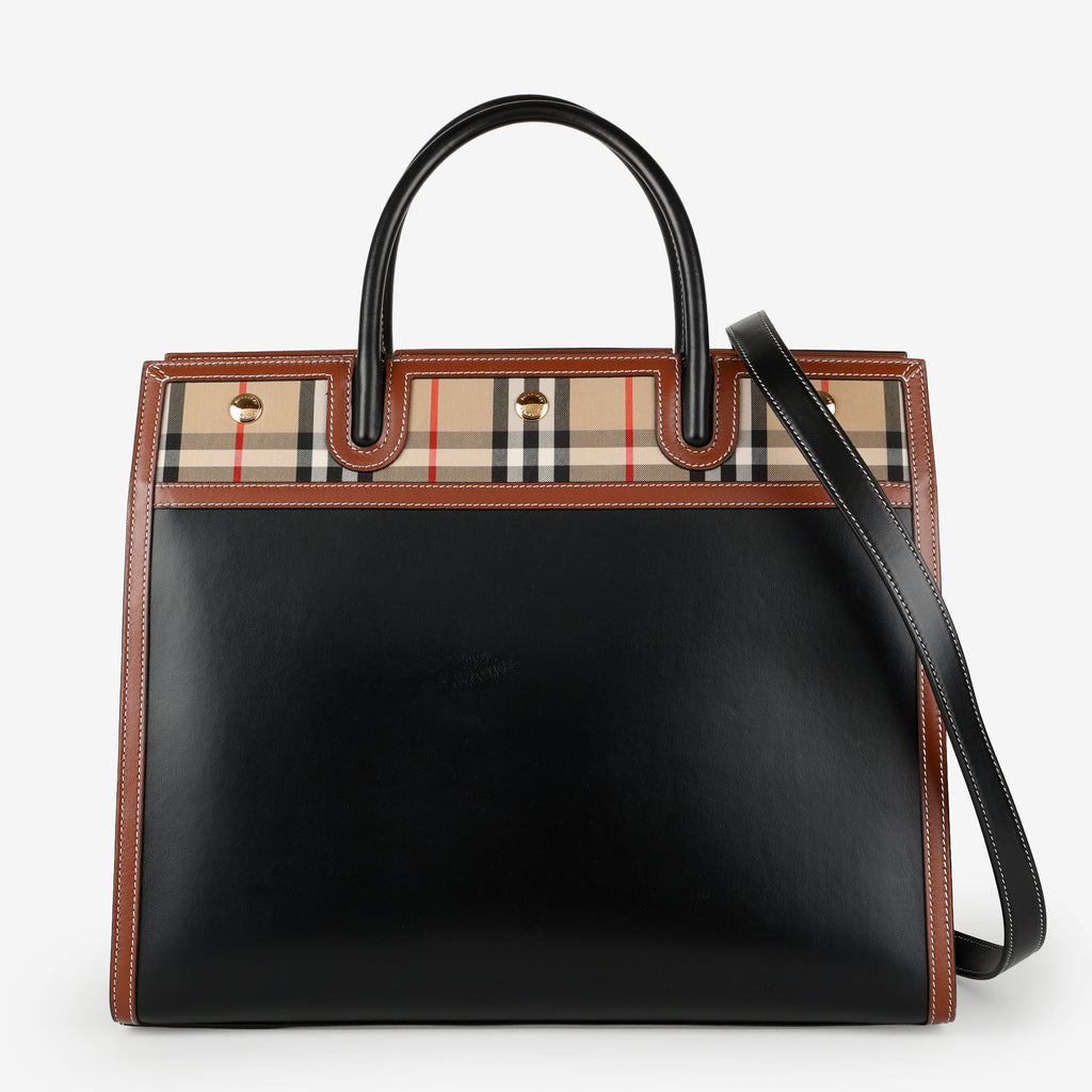 Medium Ballingdon Tote, Checked Canvas/Leather