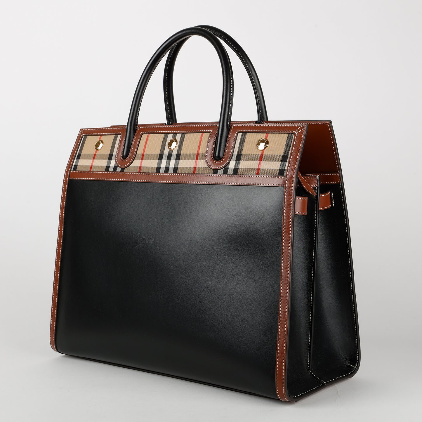 Medium Ballingdon Tote, Checked Canvas/Leather