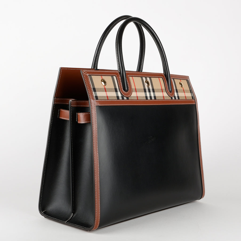 Medium Ballingdon Tote, Checked Canvas/Leather