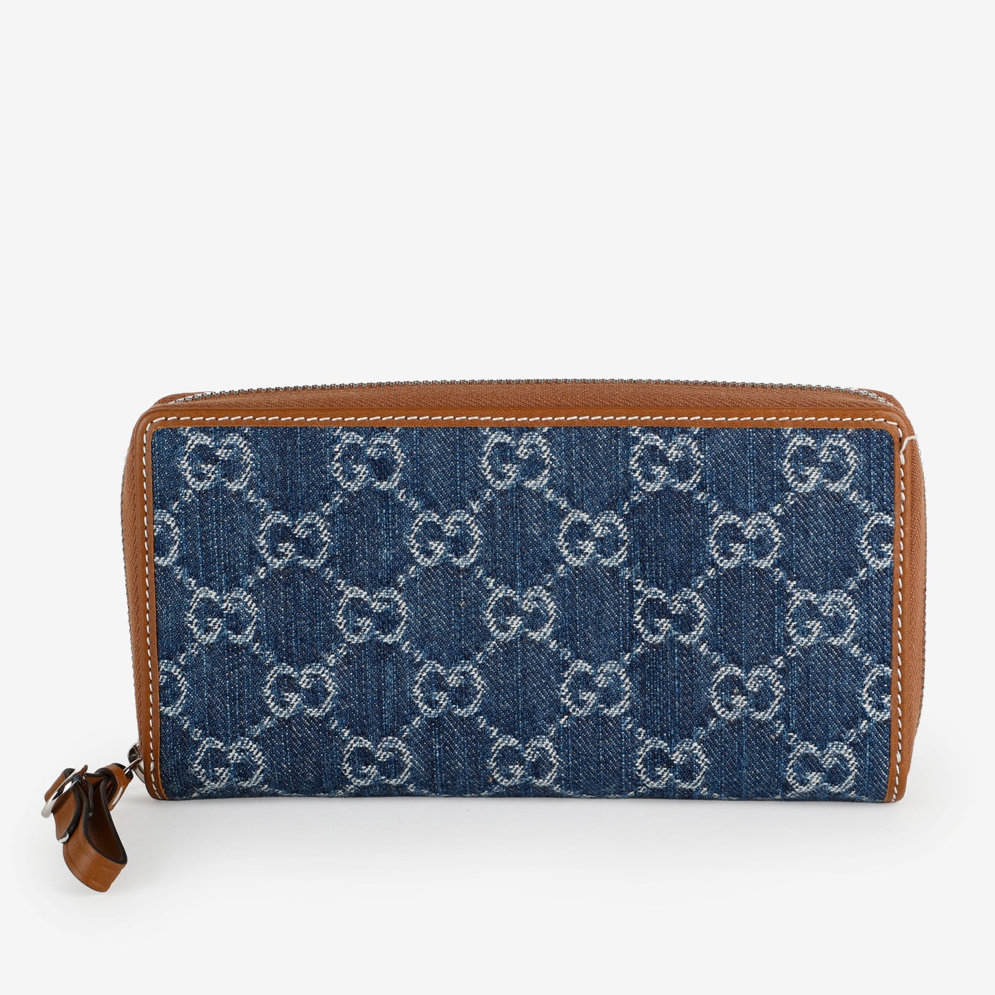 Zip Around Wallet, Blue Denim