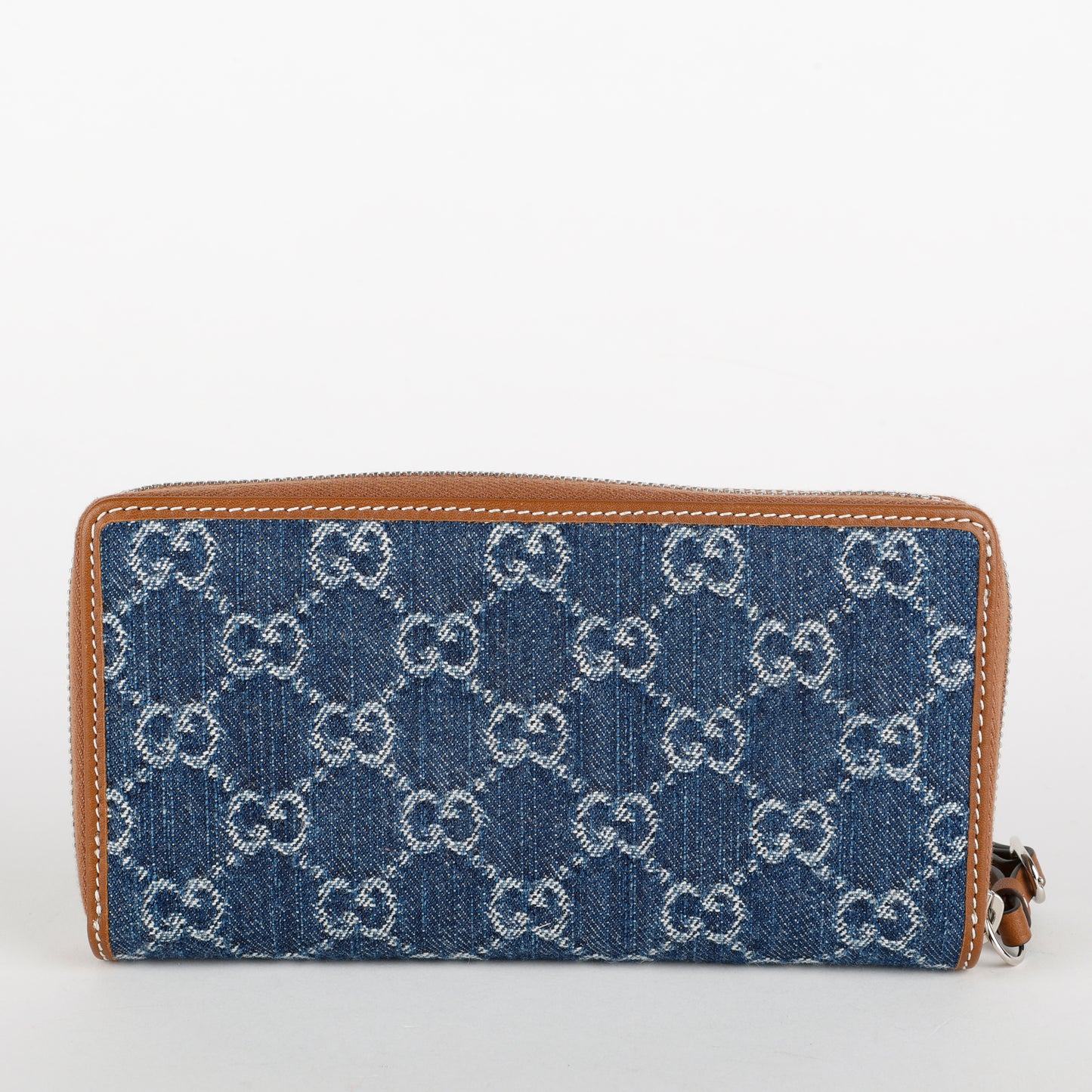 Zip Around Wallet, Blue Denim